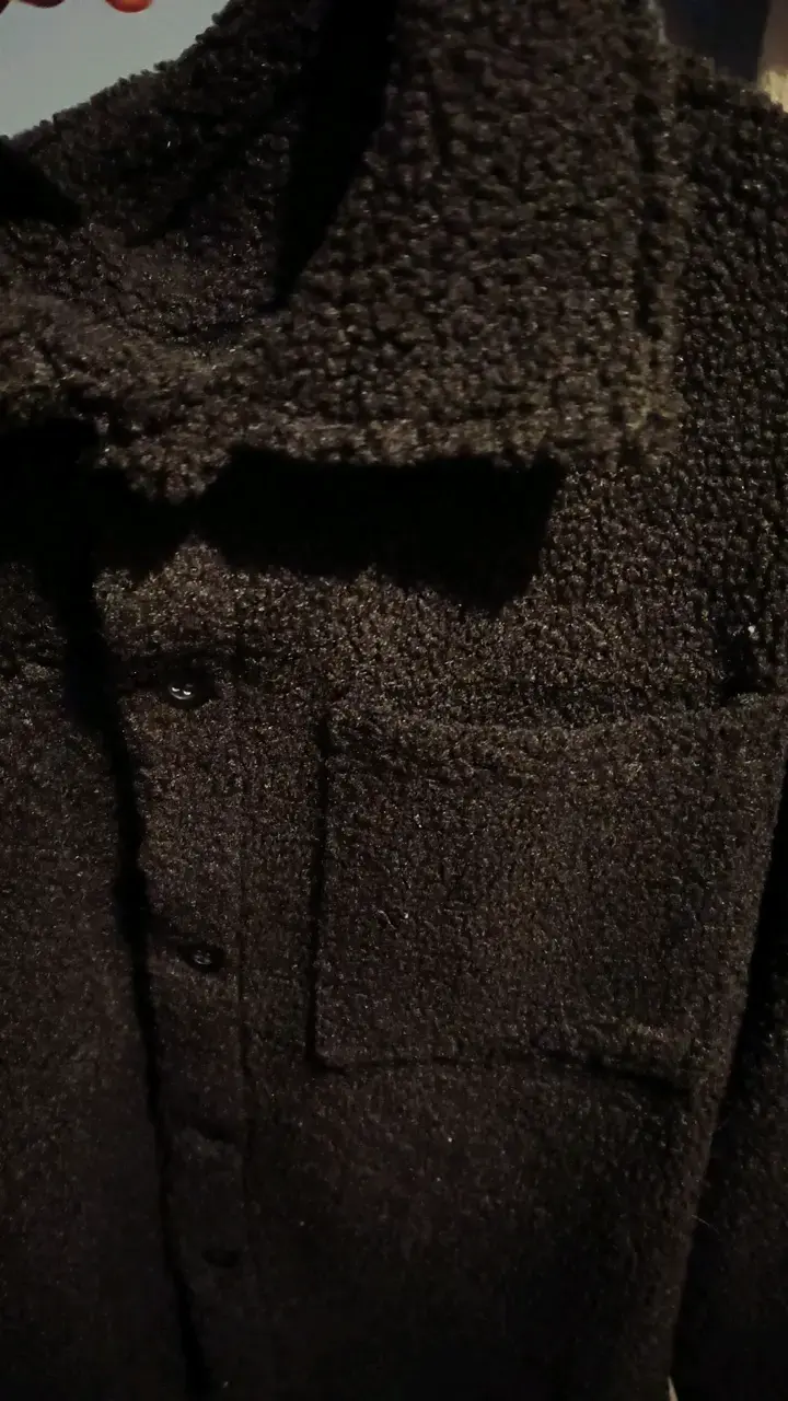 Chaqueta de lana negra abrigada - 5