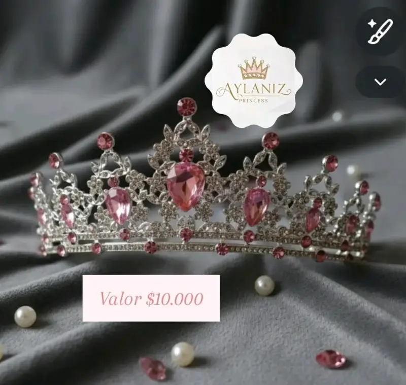 Tiara de princesa con cristales rosados