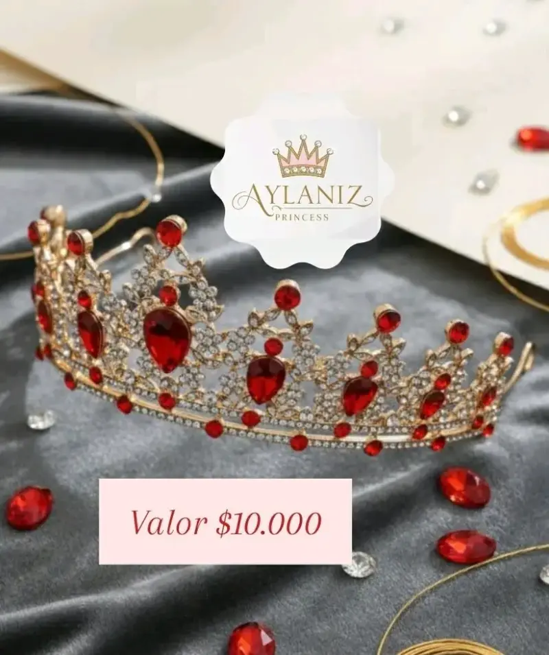 Tiara de princesa con gemas rojas Aylaniz