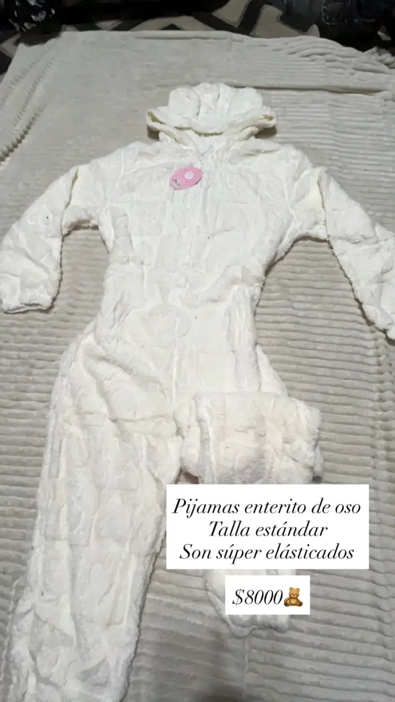 Pijama enterito de oso blanco elástico - 1