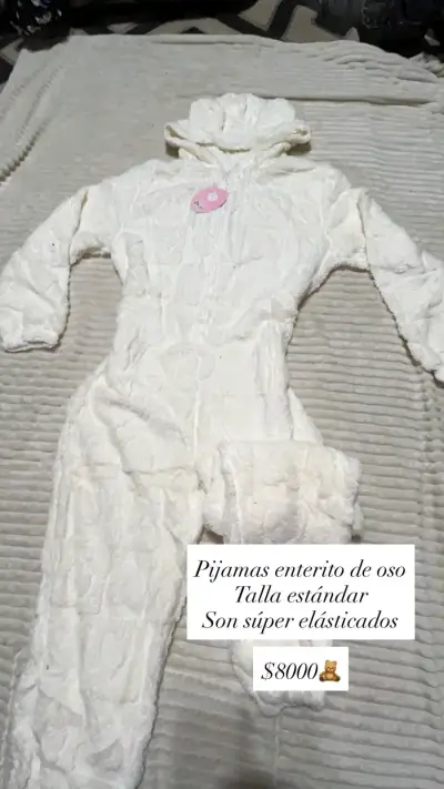 Pijama enterito de oso blanco elástico - miniatura 1
