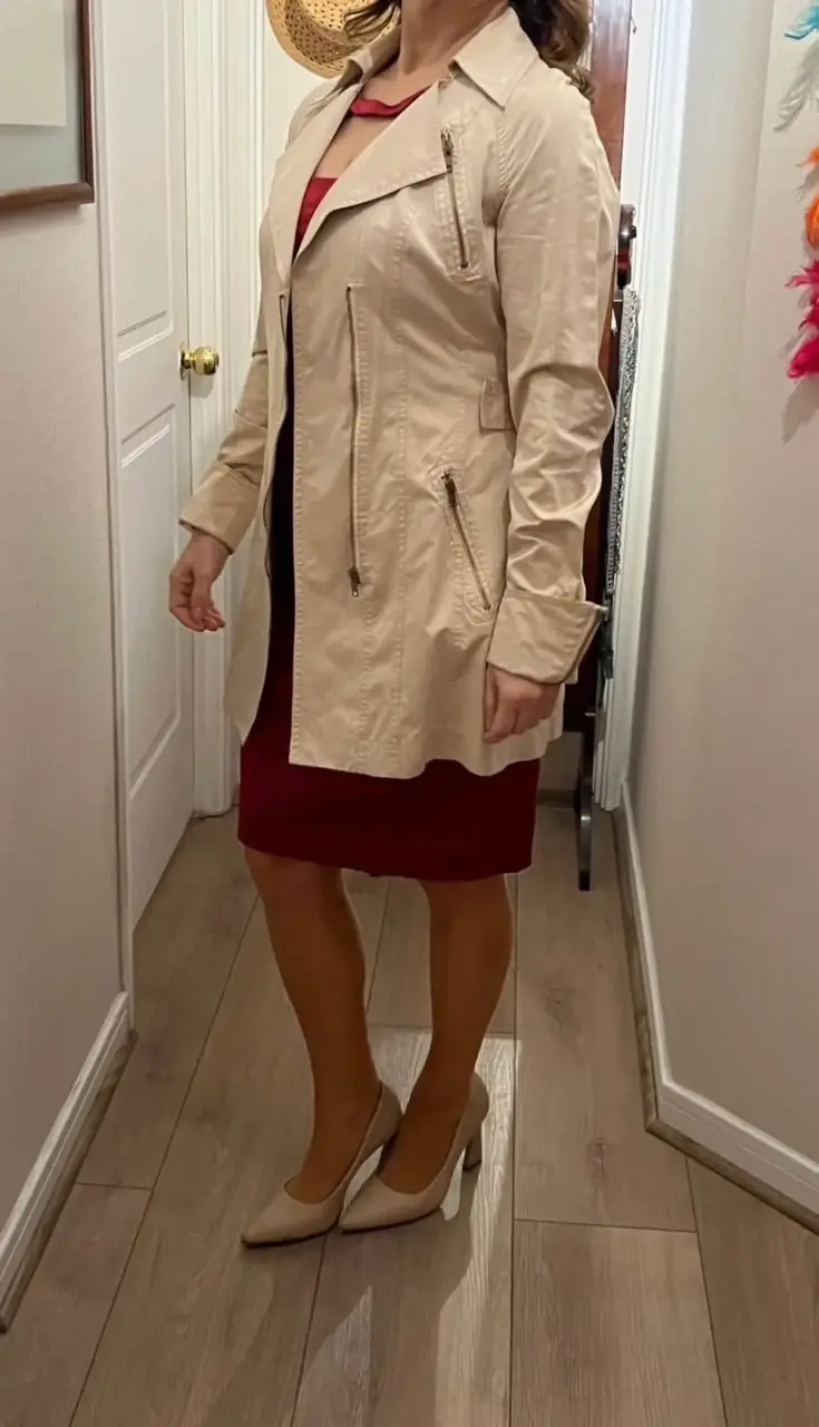 Abrigo beige marca Liola con cierre talla 40 - 2