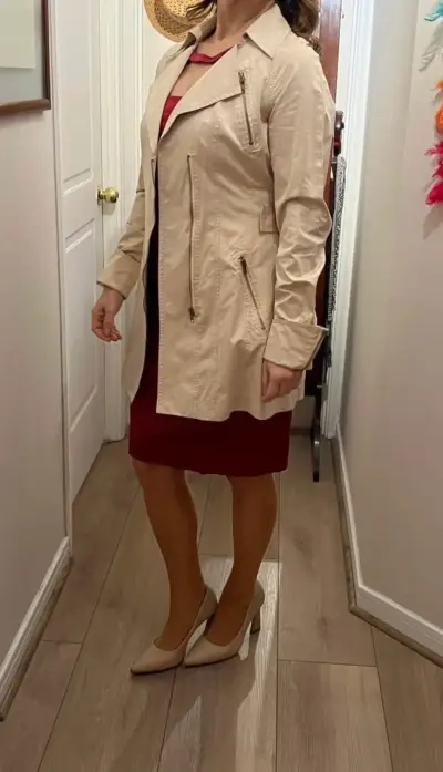 Abrigo beige marca Liola con cierre talla 40 - miniatura 2