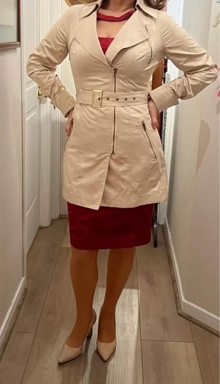 Abrigo beige marca Liola con cierre talla 40 - 3