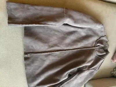 Chaqueta de gamuza gris para mujer - miniatura 1