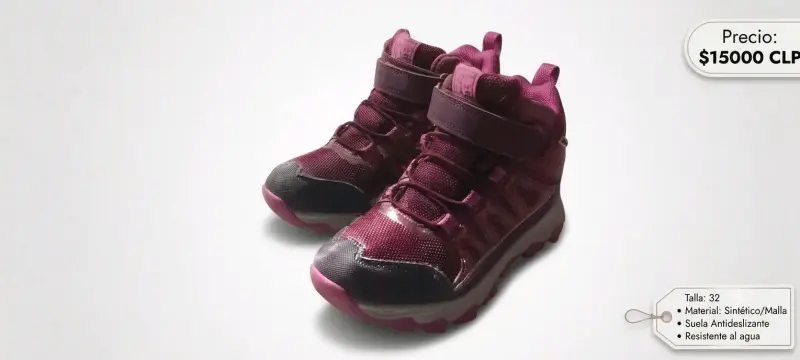Botas infantiles impermeables color burdeos - 1