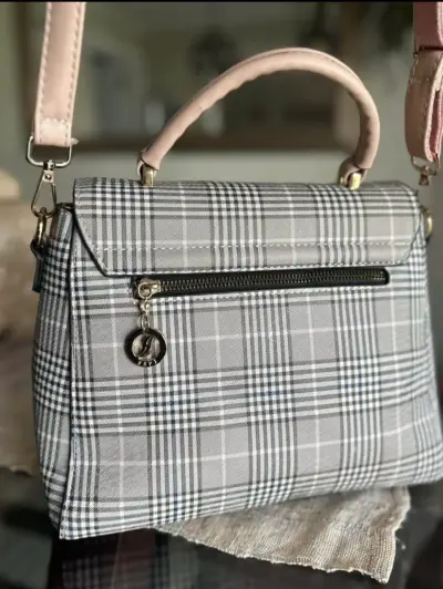 Cartera mano Vintage Ecocuero a cuadros elegante - miniatura 2