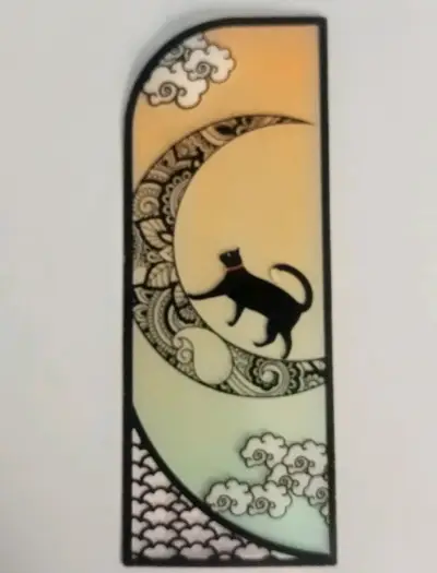 Marca páginas con diseño de gato y mandala - miniatura 1