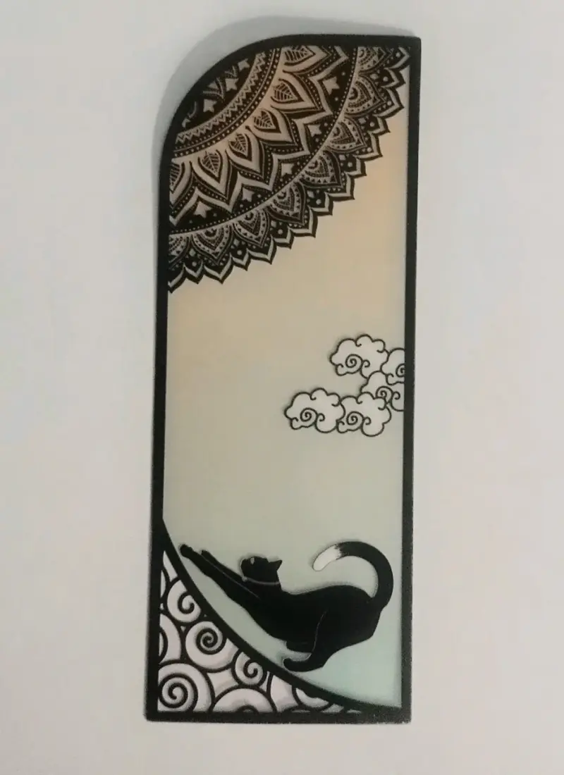 Marca páginas con diseño de gato y mandala - 2