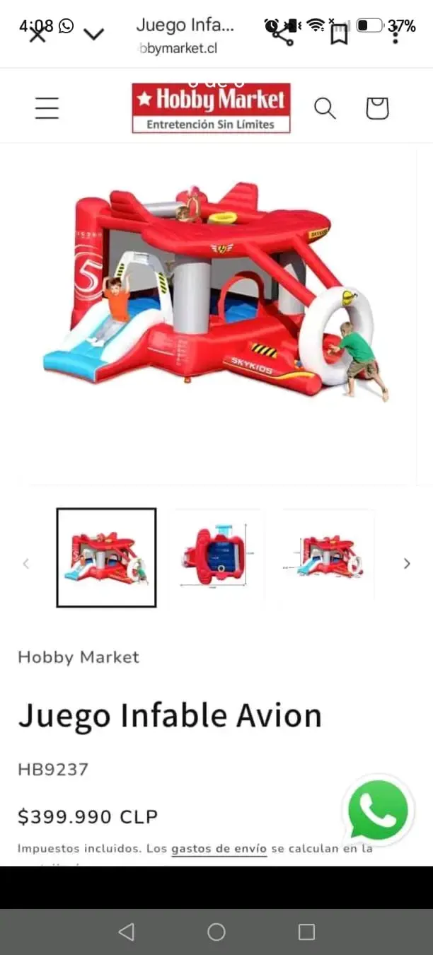 Juego inflable avión para niños - 1