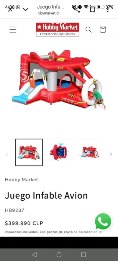 Juego inflable avión para niños - miniatura 1