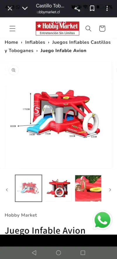 Juego inflable avión para niños - miniatura 2