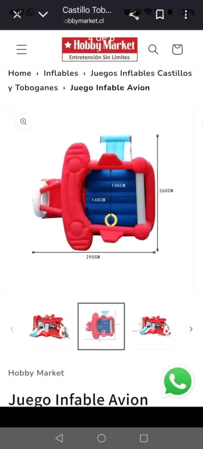 Juego inflable avión para niños - miniatura 3