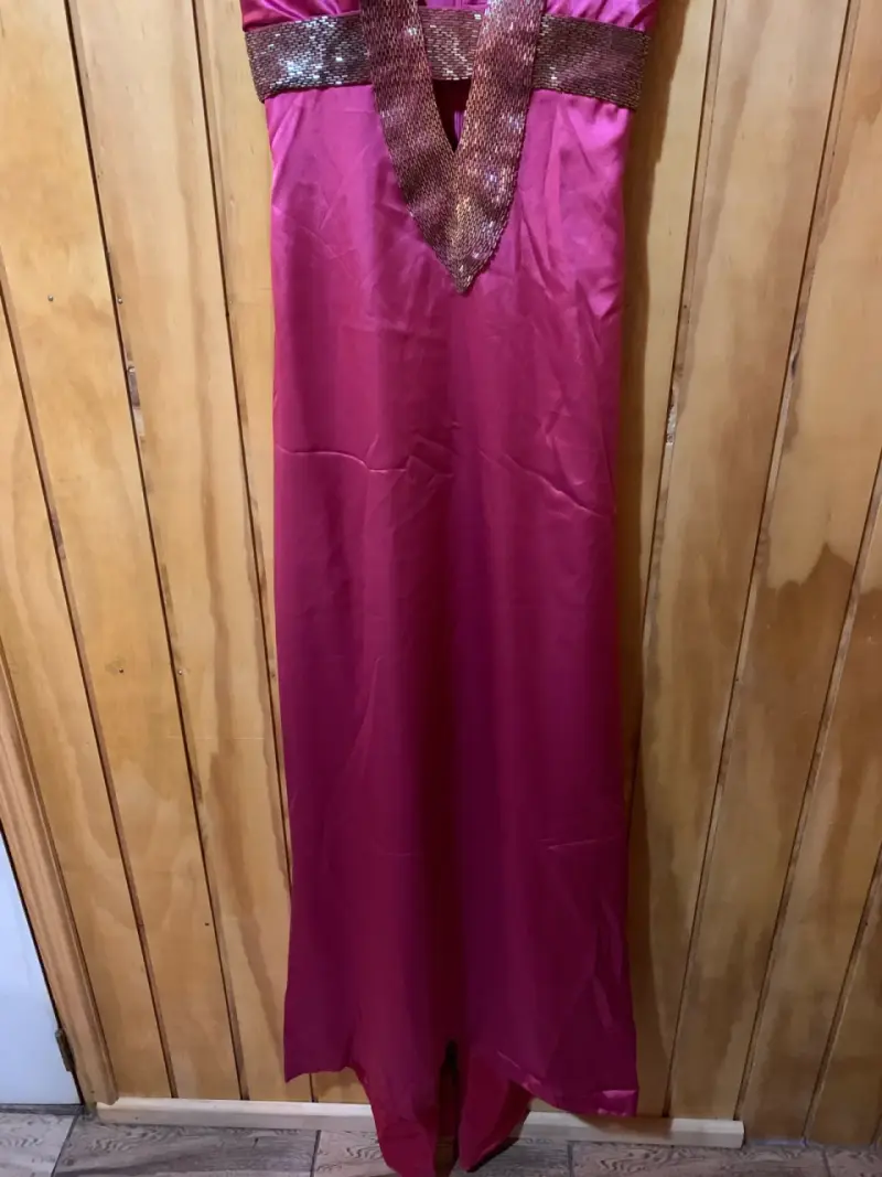 Vestido de fiesta fucsia con lentejuelas talla 38 - 3