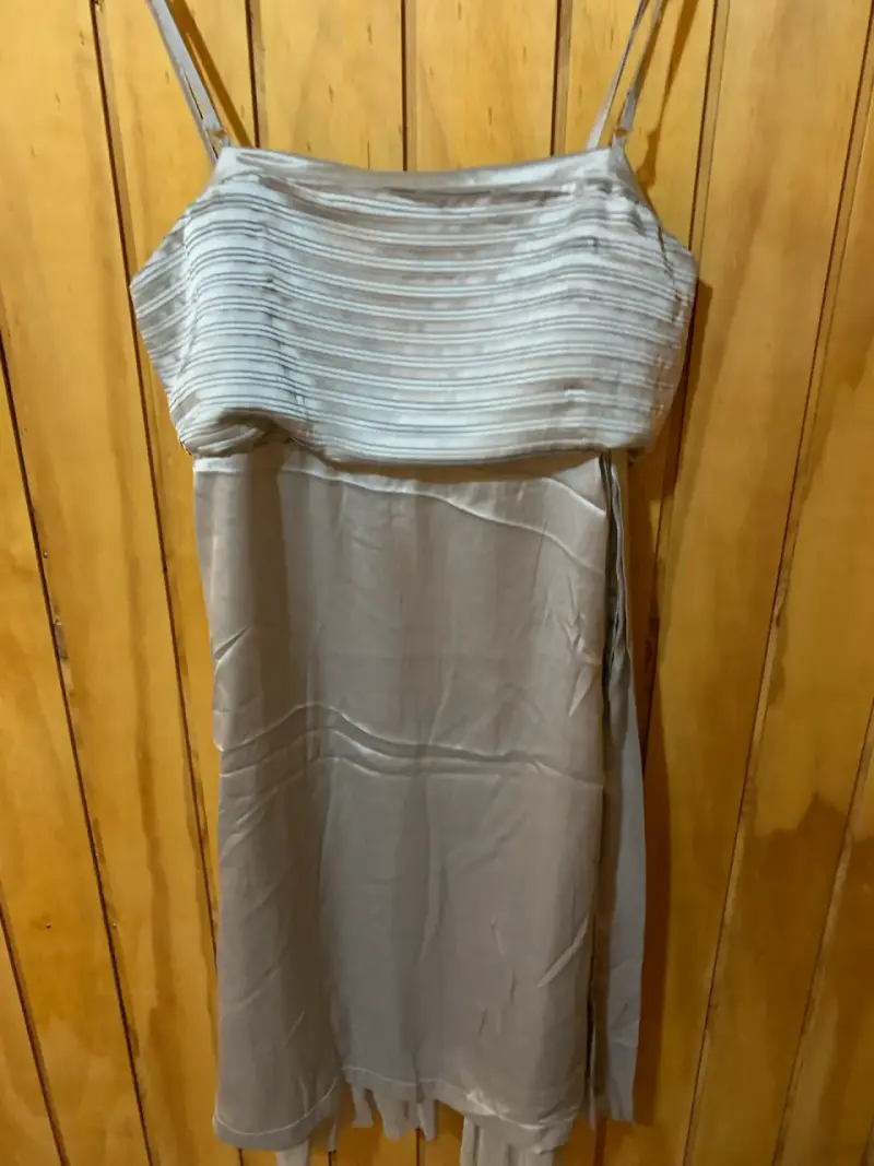 Vestido fiesta de tirantes gris elegante talla 46 - 3