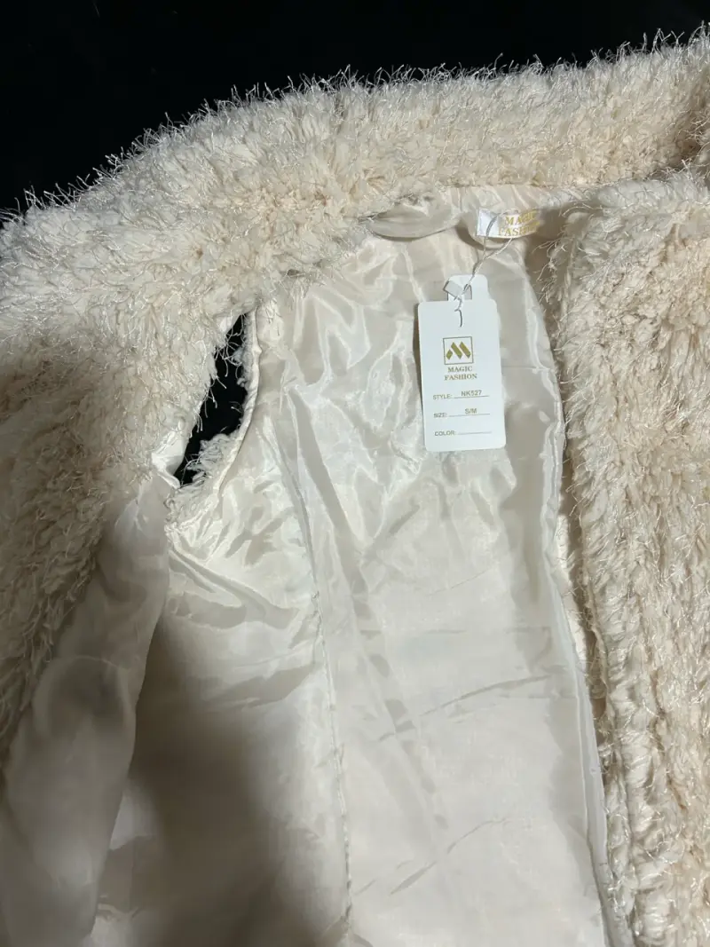 Chaleco peludo beige para mujer - 3