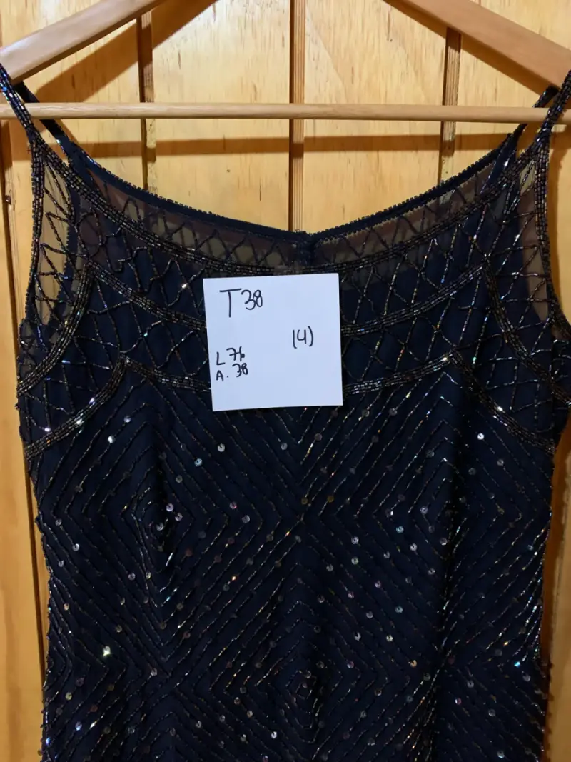 Vestido de fiesta negro con lentejuelas talla 38 - 2