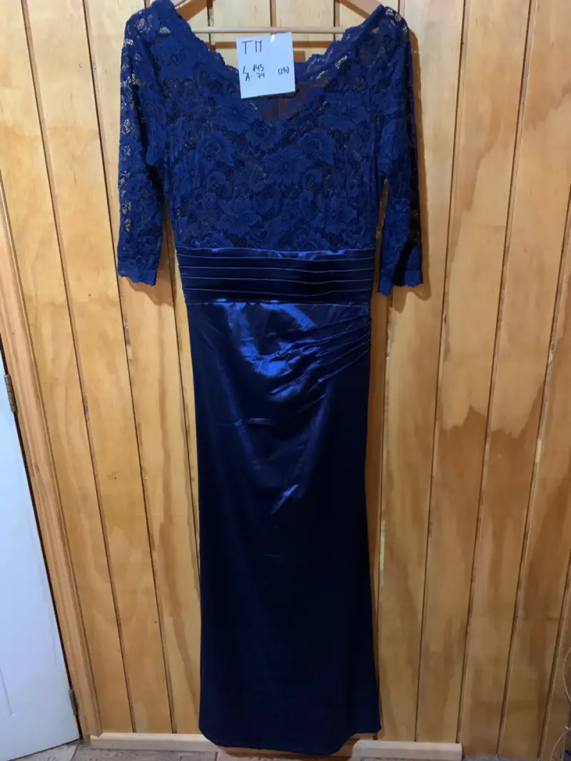 Vestido de encaje azul marino elegante talla M - 1