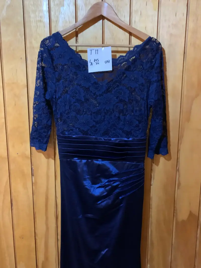 Vestido de encaje azul marino elegante talla M - 2