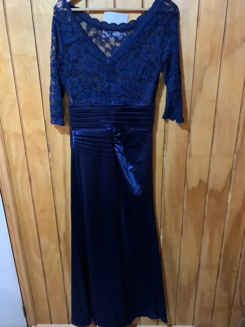 Vestido de encaje azul marino elegante talla M - 4