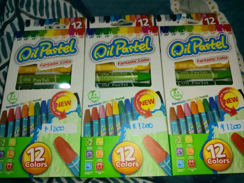 Set de 12 pasteles al óleo colores surtidos