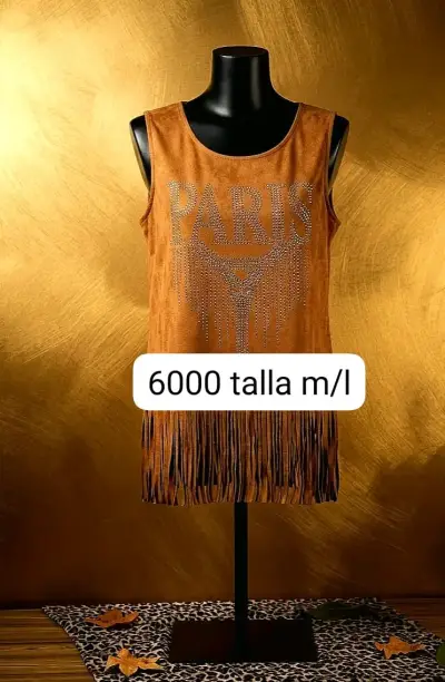Polera sin mangas con flecos 'Paris' - miniatura 1