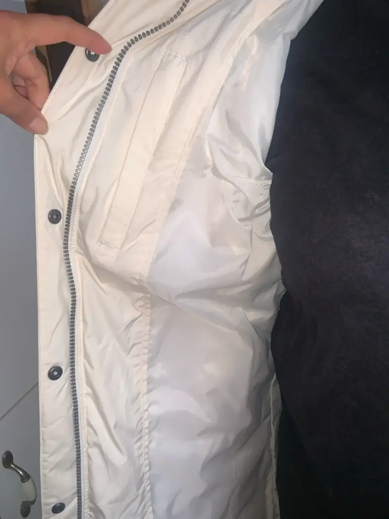 Parka Blanca larga pluma talla M-L - 4