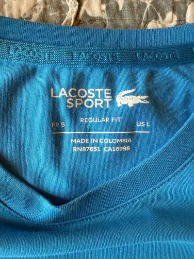 Polera Lacoste Sport azul con logo - miniatura 3