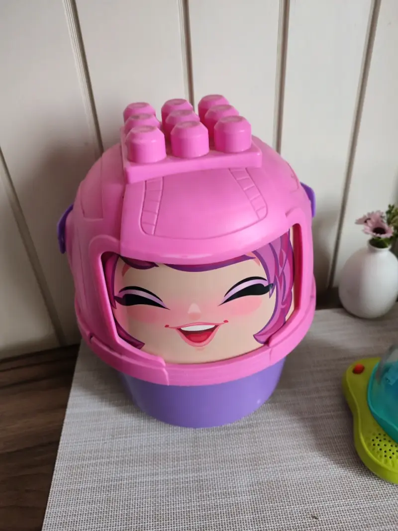 Contenedor de juguetes infantil rosa y morado - 1
