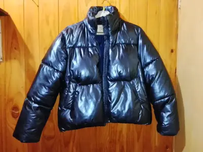 Chaqueta acolchada azul metalizada para invierno - miniatura 1