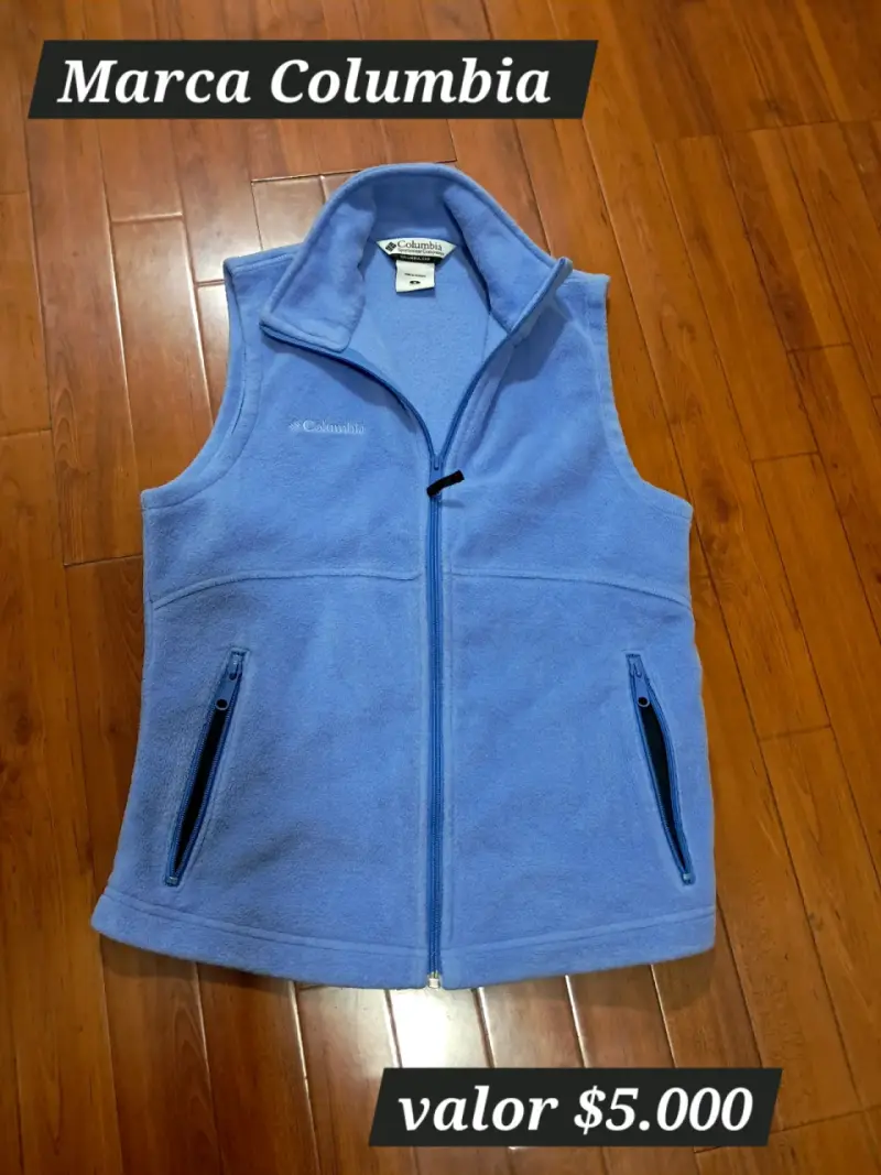 Chaleco polar Columbia celeste sin mangas
