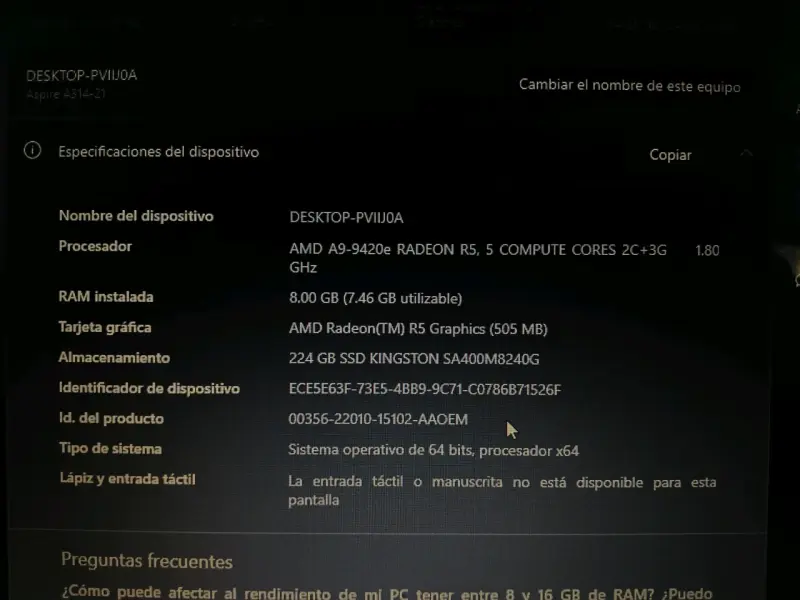 Laptop Acer Aspire A314-21 - 1