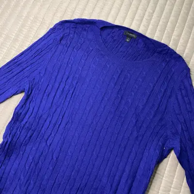 Suéter azul Talbots de punto trenzado - miniatura 1