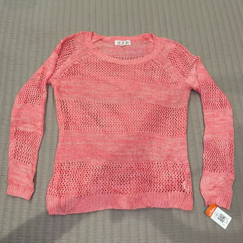 Suéter calado rosa para mujer - 1