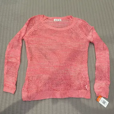 Suéter calado rosa para mujer - miniatura 1