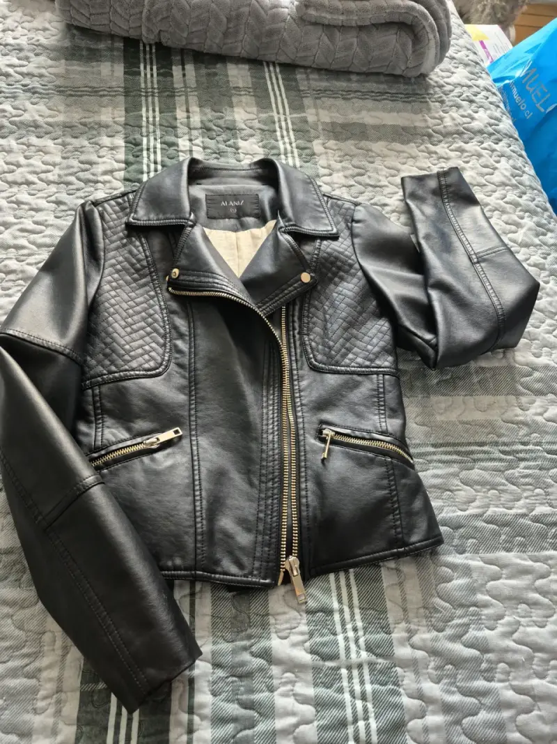Chaqueta de cuero negra Alaniz con cierre - 2