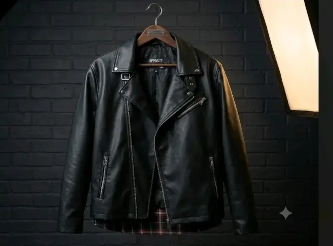 Chaqueta de cuero negra estilo biker Opposite xl