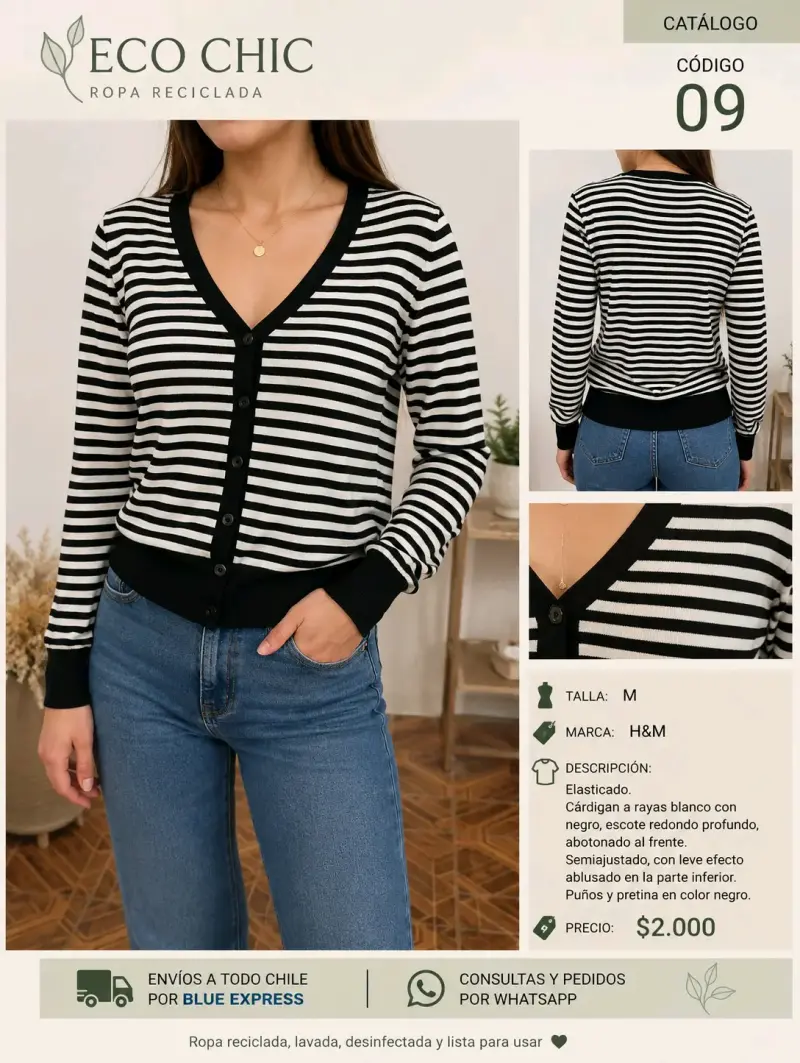 Cárdigan a rayas H&M blanco y negro