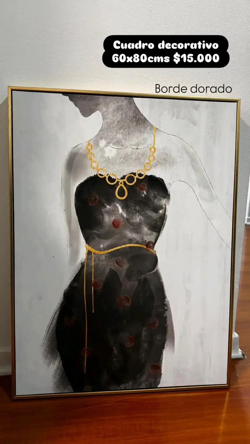 Cuadro decorativo con borde dorado 60x80 cm