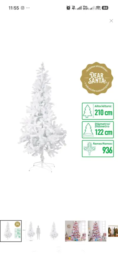 Árbol de Navidad blanco 210 cm Dear Santa - miniatura 1