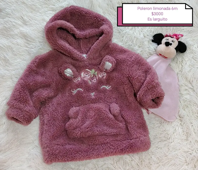 Polerón de peluche rosa para bebé 6m