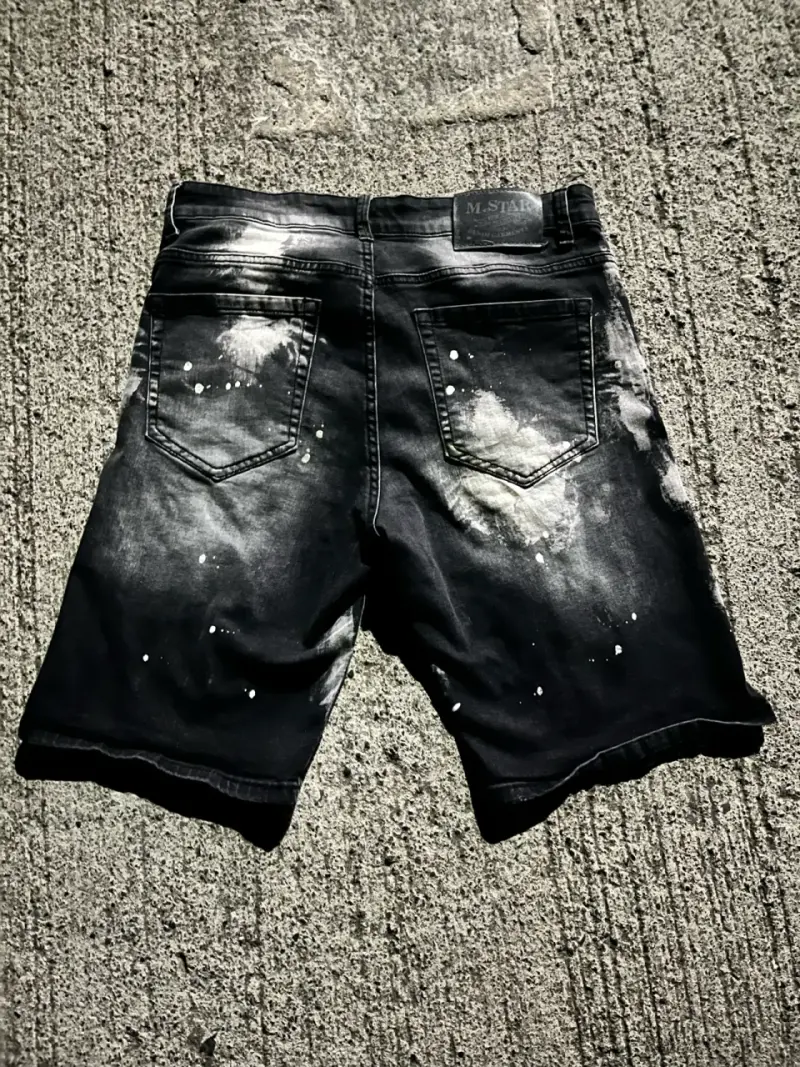 Bermudas de mezclilla negras desgastadas - 3