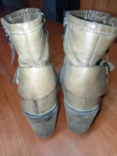 Botines de cuero marrón con hebilla - miniatura 3