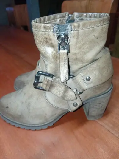 Botines de cuero marrón con hebilla - miniatura 4