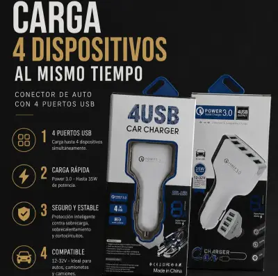 Cargador de auto para 4 USBs fast charge - miniatura 1