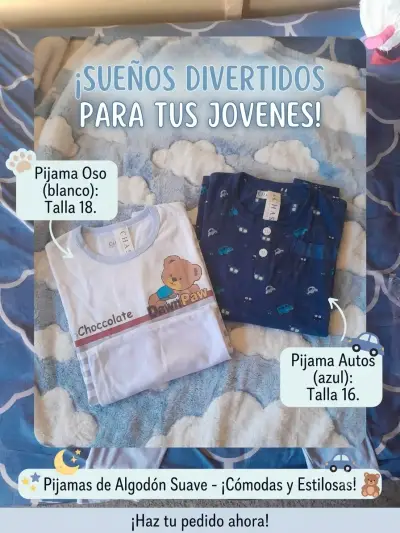 Pijamas de algodón para niños - Oso y Autos - miniatura 1