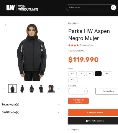 Parka HW Aspen Negro Mujer - miniatura 6