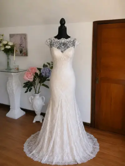 Vestido de novia encaje elegante - miniatura 1