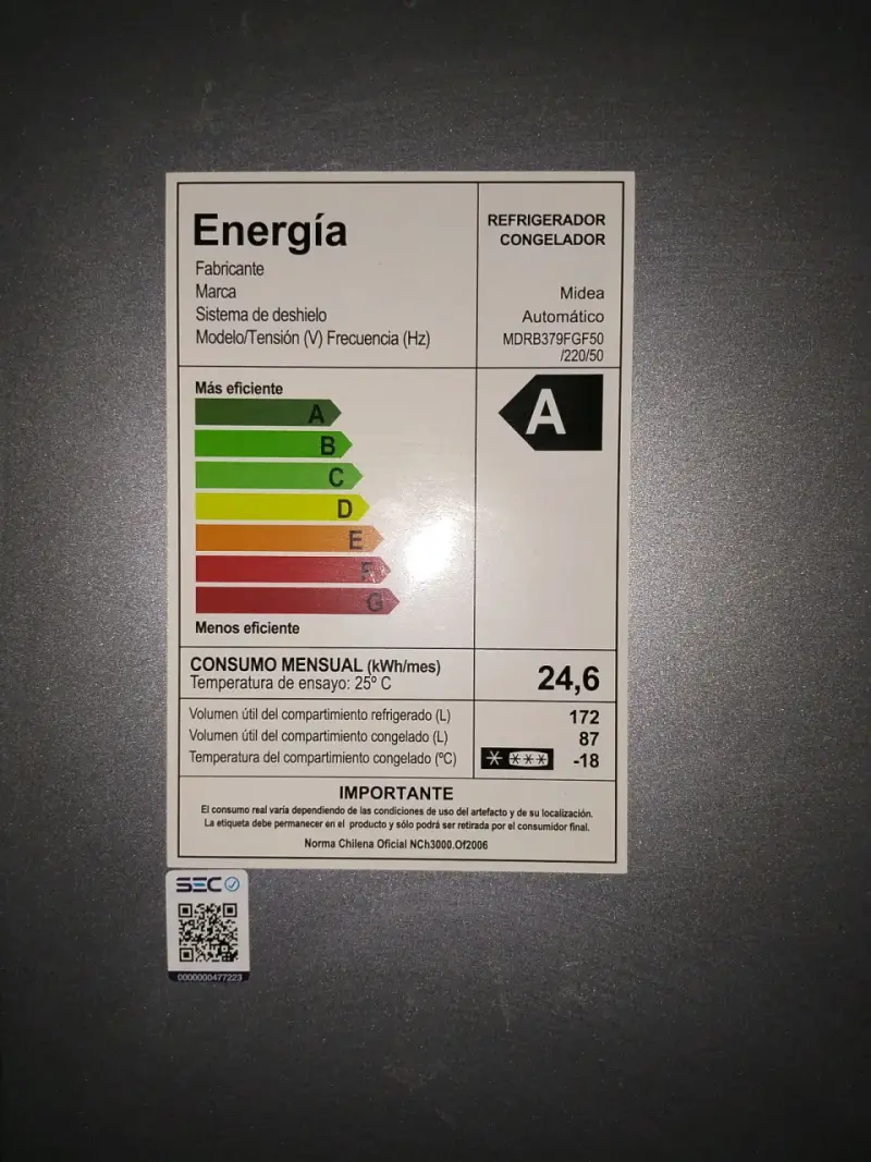 Refrigerador Midea gris con eficiencia energética A - 3