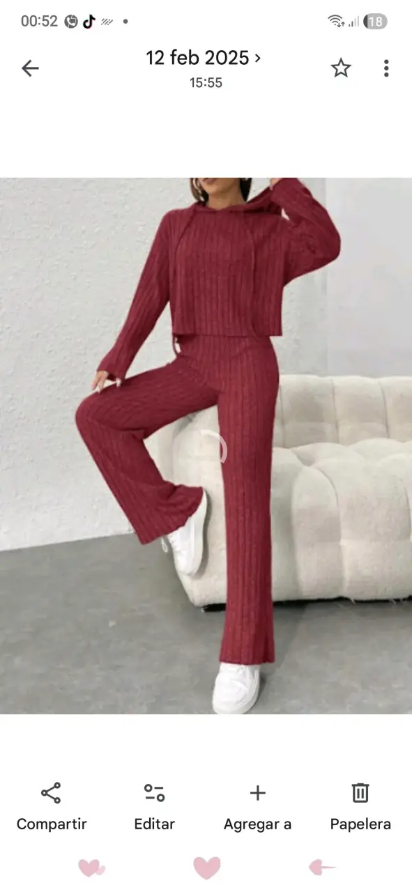 Conjunto de punto rojo para mujer - 2